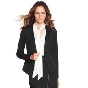 Last Call Pin Stripe blazer with leather piping